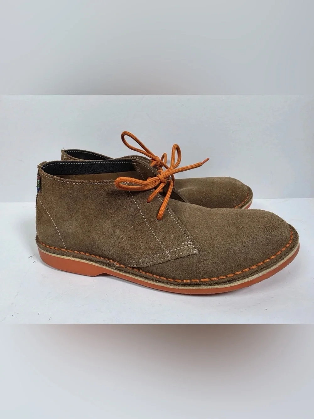 Veldskoen Mens Heritage Bloem Chukka Boots Brown Suede Orange Sole Size 9
